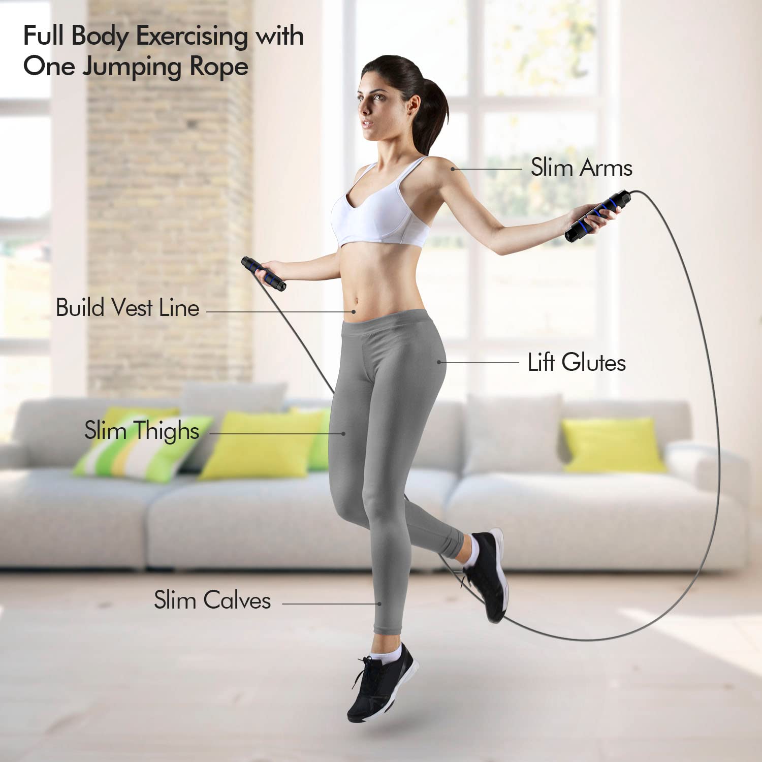 Jump Rope Tangle-Free Rapid Speed Cable with Ball Bearings Adjustable Foam Handles Fitness
