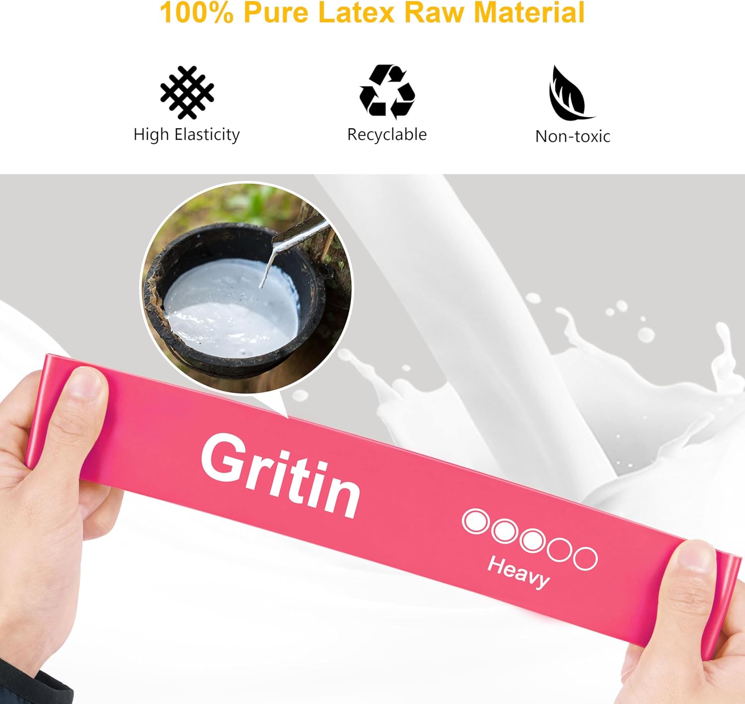Gritin Resistance Bands Set of 5 Loop Bands with Carrying Case Fitness Exercise Training