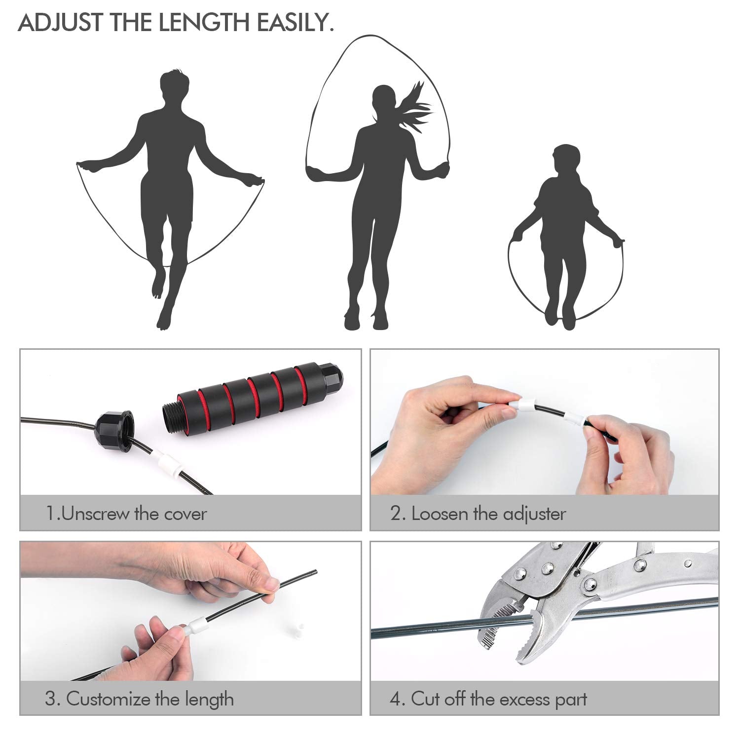 Jump Rope Tangle-Free Rapid Speed Cable with Ball Bearings Adjustable Foam Handles Fitness