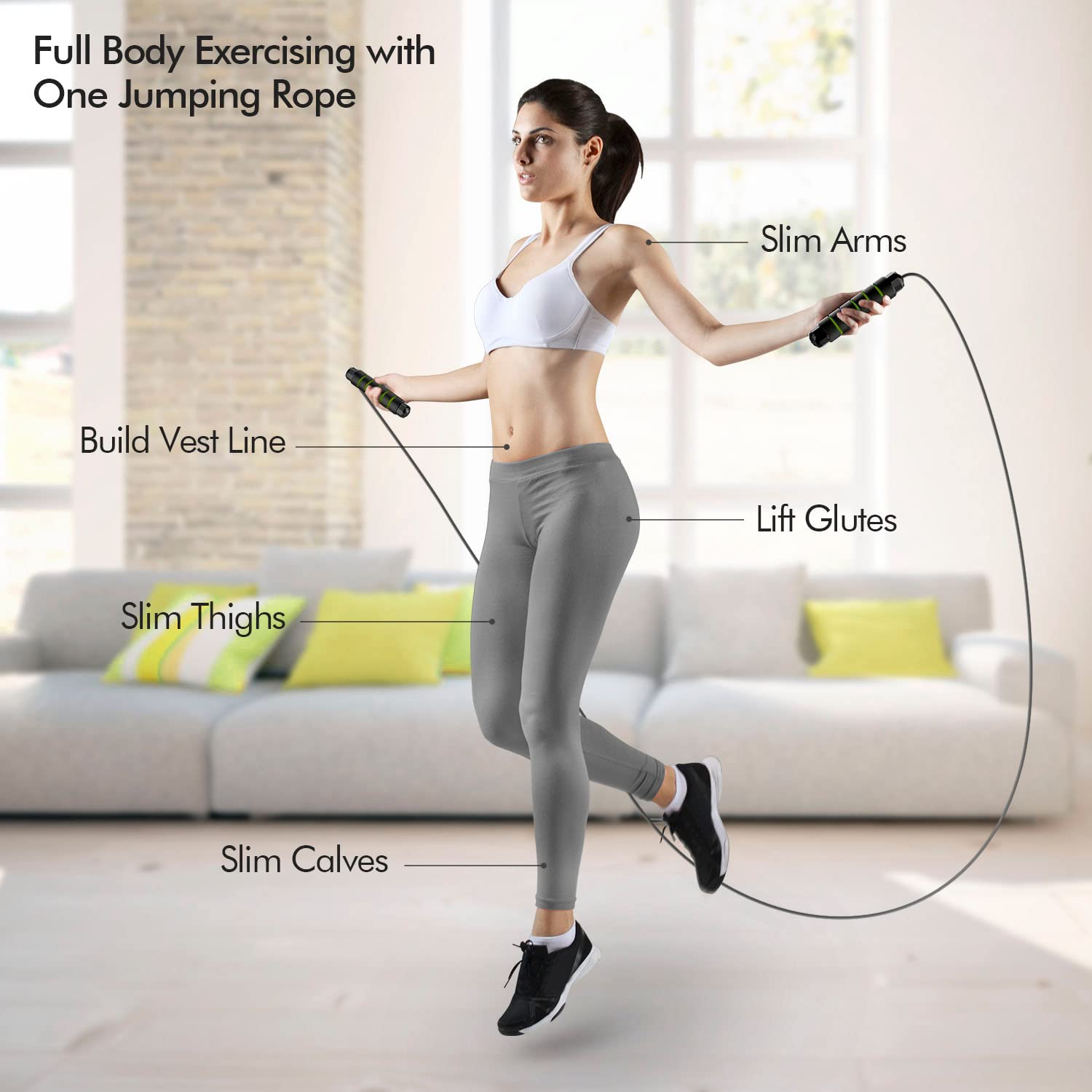 Jump Rope Tangle-Free Rapid Speed Cable with Ball Bearings Adjustable Foam Handles Fitness