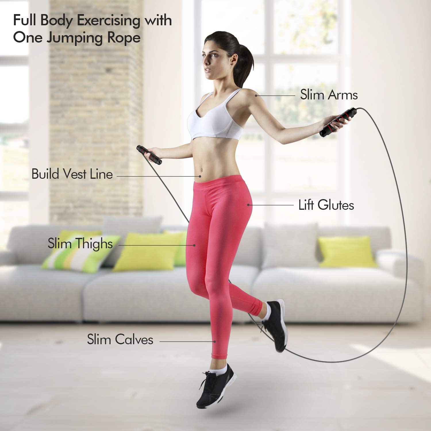 Jump Rope Tangle-Free Rapid Speed Cable with Ball Bearings Adjustable Foam Handles Fitness
