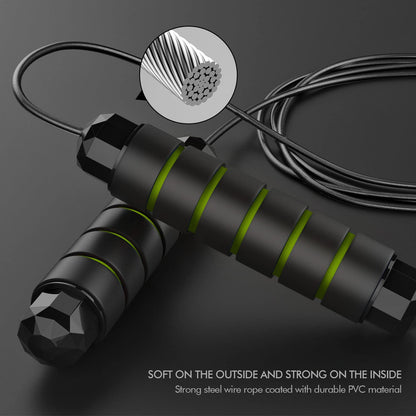 Jump Rope Tangle-Free Rapid Speed Cable with Ball Bearings Adjustable Foam Handles Fitness