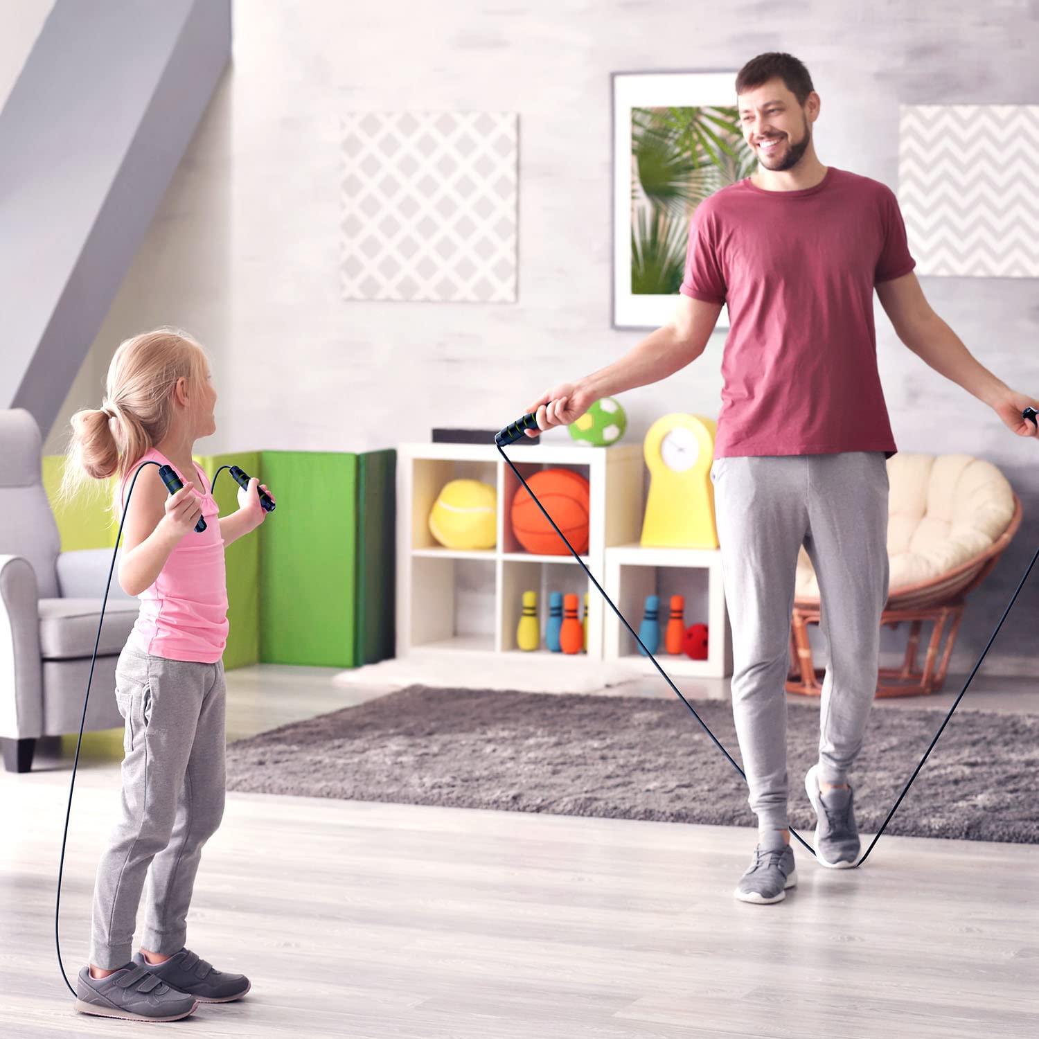 Jump Rope Tangle-Free Rapid Speed Cable with Ball Bearings Adjustable Foam Handles Fitness