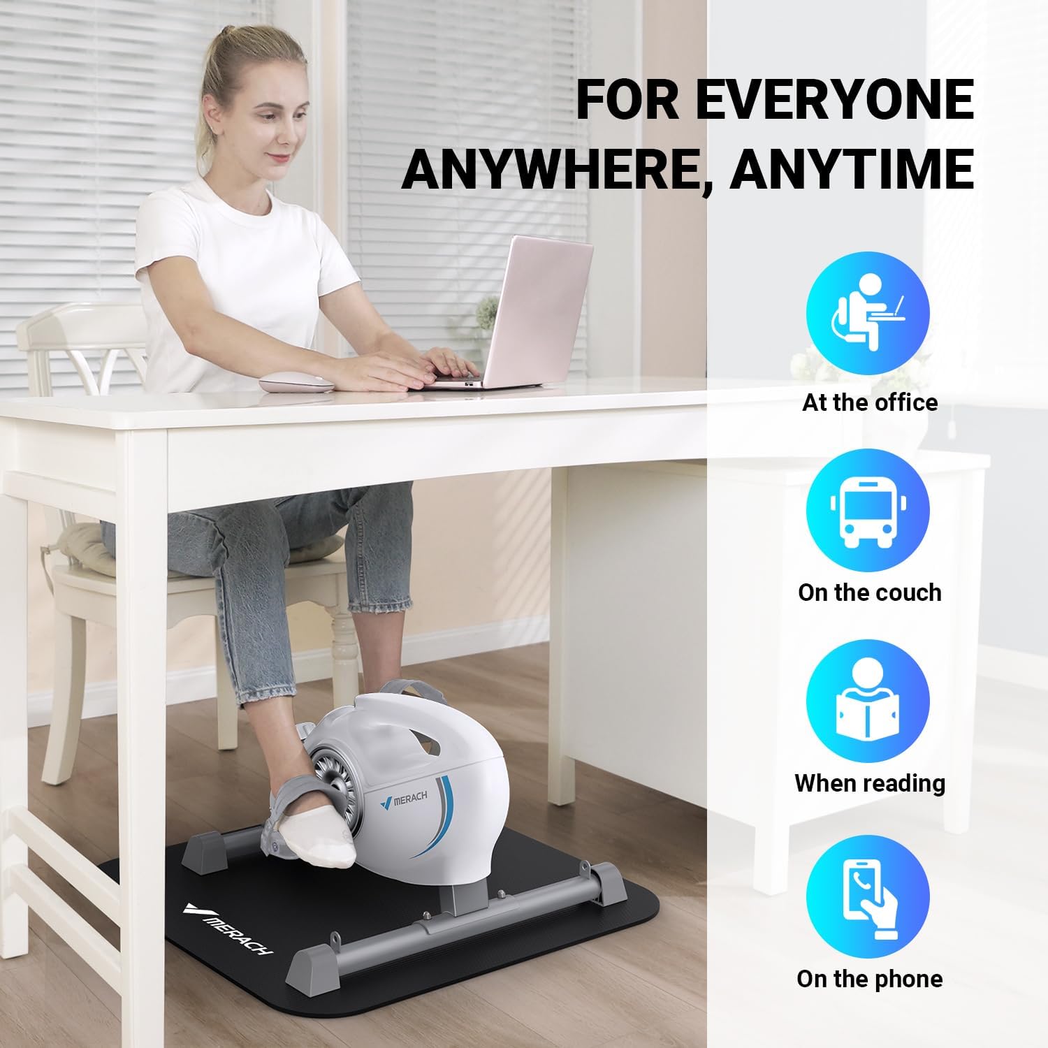 MERACH Mini Stepper Machine 150KG Capacity with Resistance Bands Stair Step Exercise Equipment