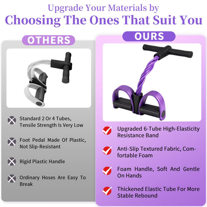 FateFan Tension Rope 6-Tube Elastic Resistance Band Yoga Pedal Puller Fitness Equipment