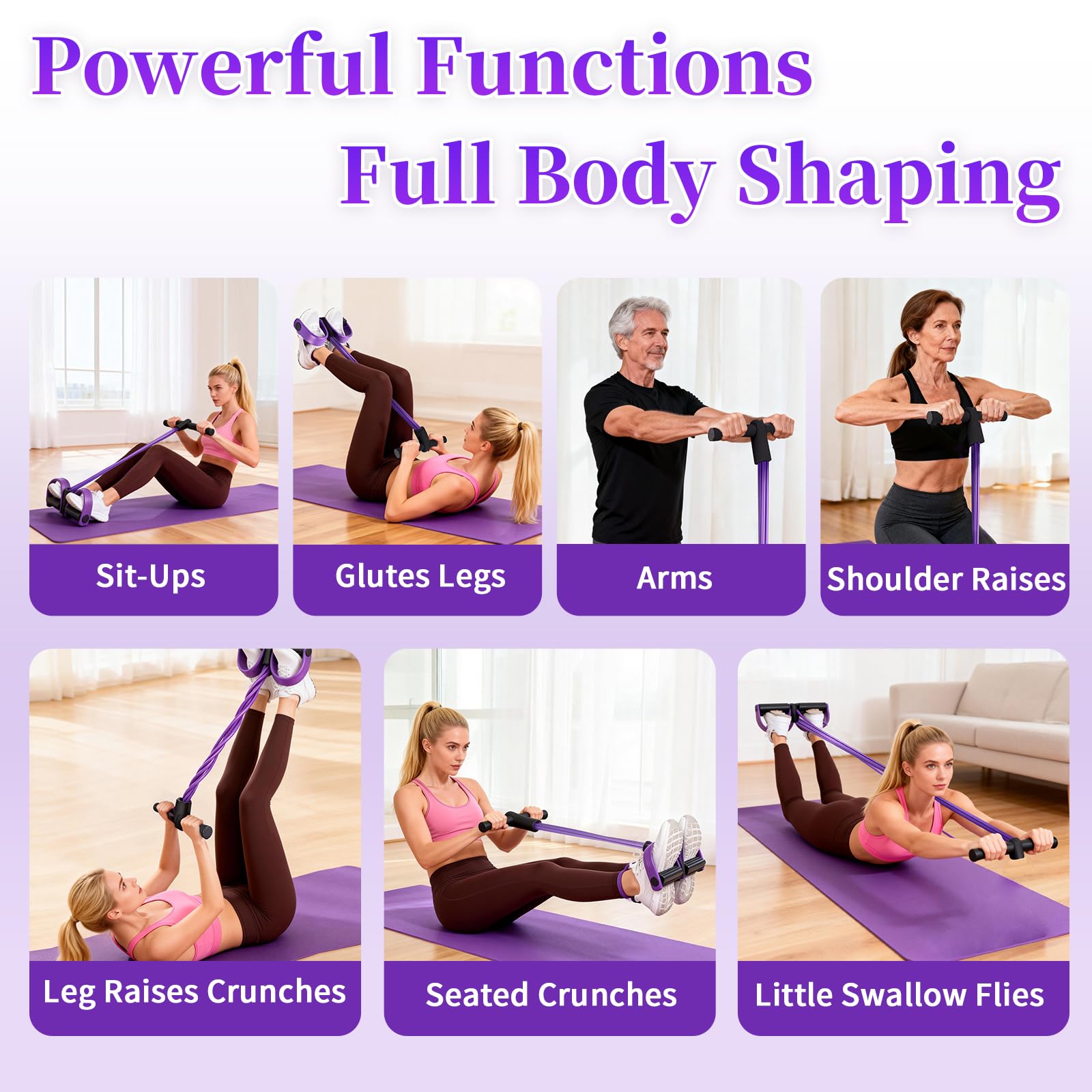 FateFan Tension Rope 6-Tube Elastic Resistance Band Yoga Pedal Puller Fitness Equipment