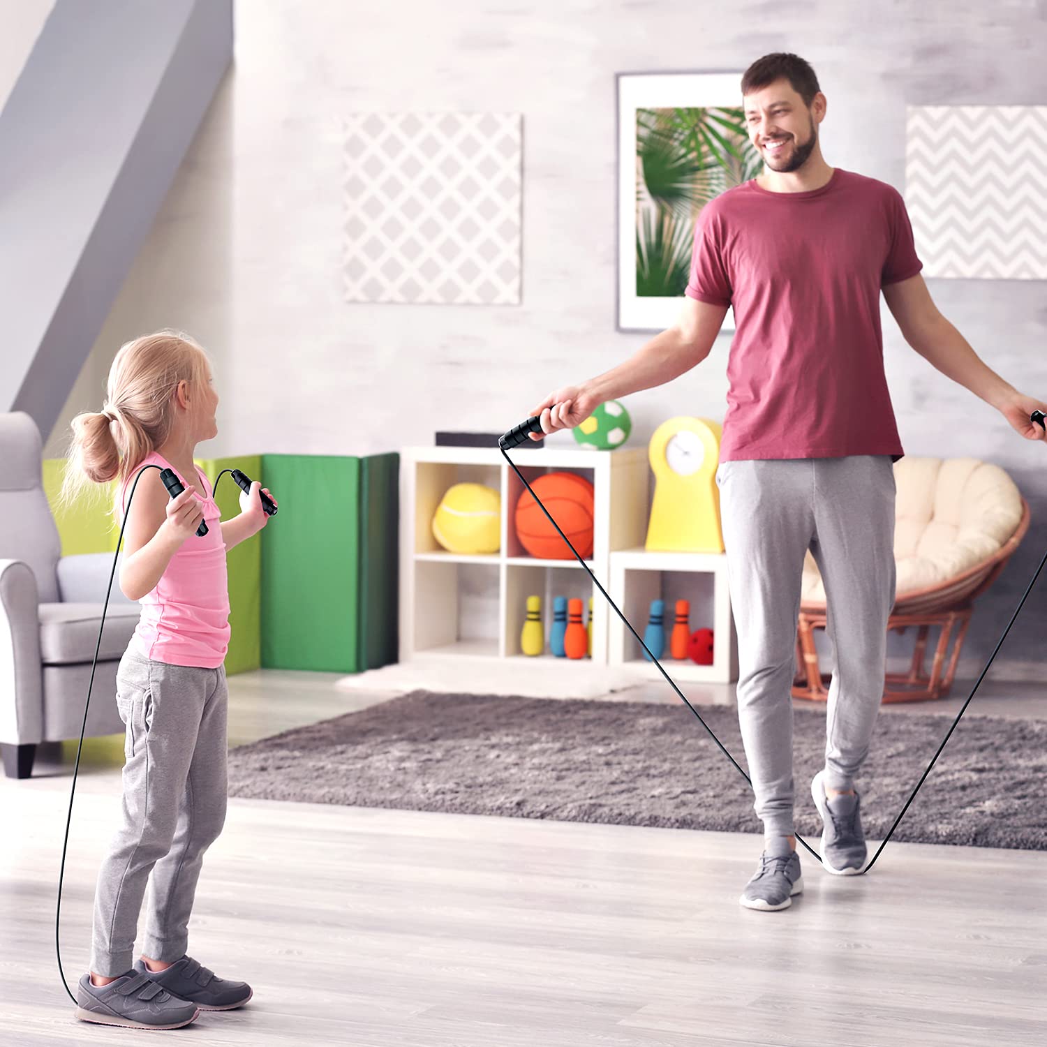 Jump Rope Tangle-Free Rapid Speed Cable with Ball Bearings Adjustable Foam Handles Fitness