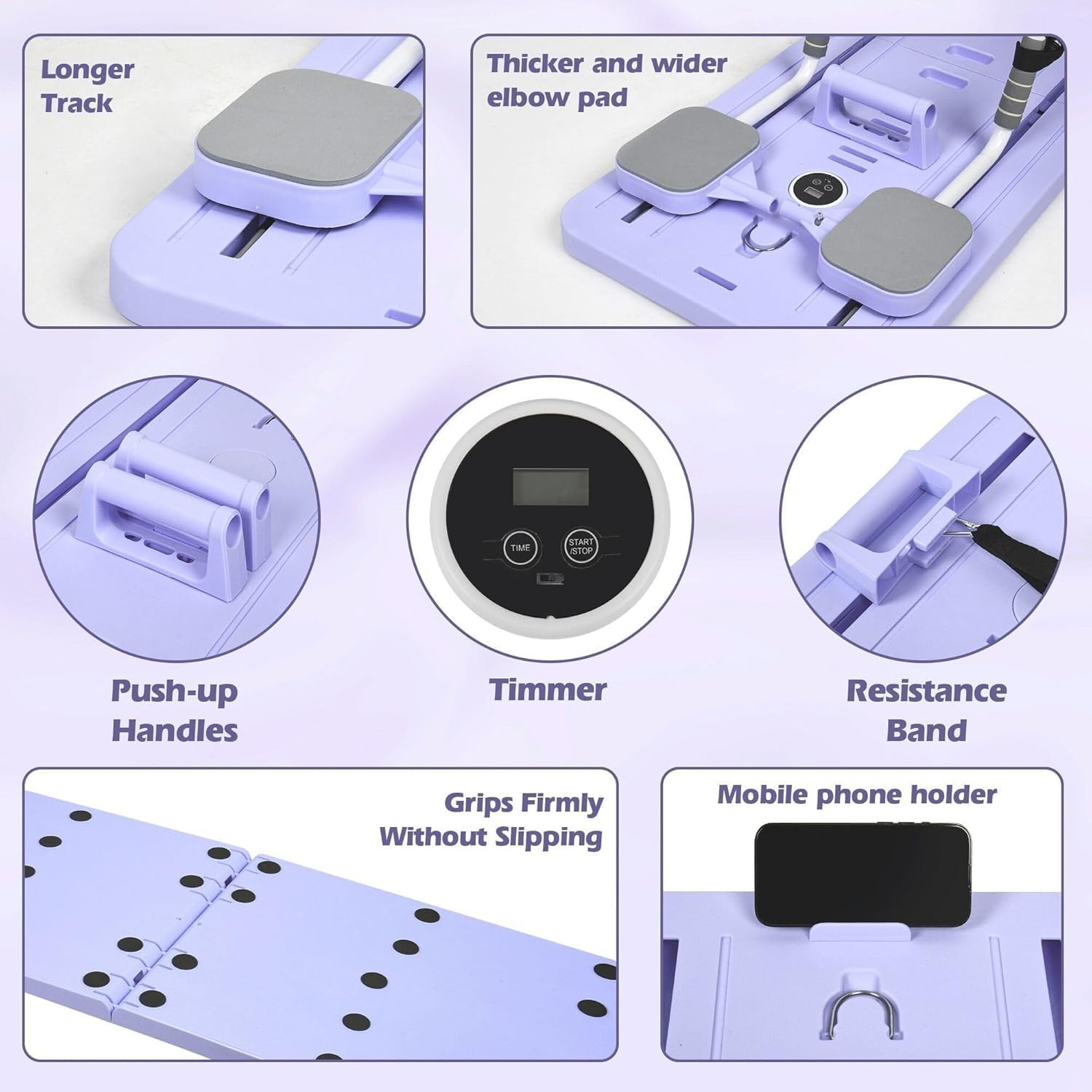 Portable Pilates Reformer 6-in-1 Pilates Board Machine with Pilates Bar Full Body Workout Kit