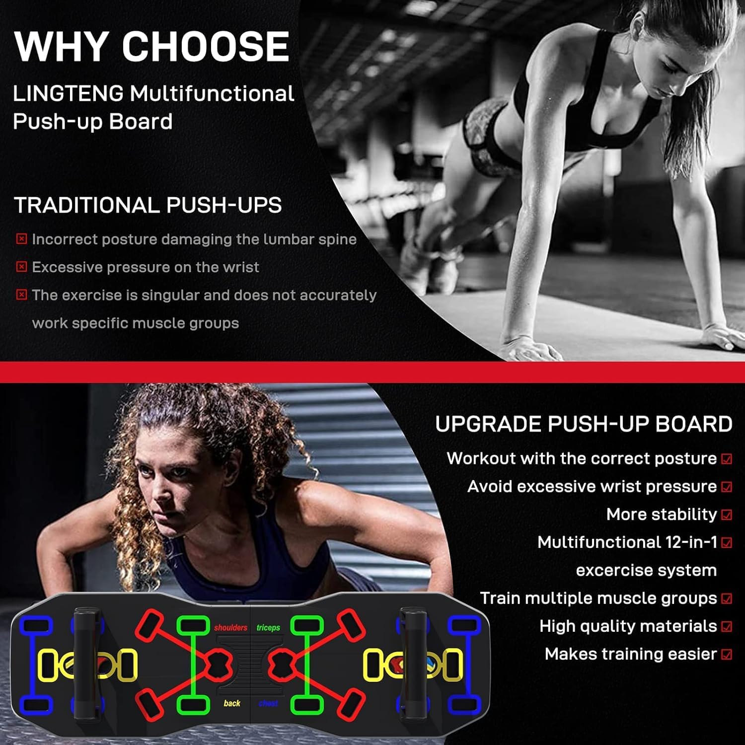 AERLANG Push Up Board 10 in 1 Portable Foldable Push Up Training Equipment