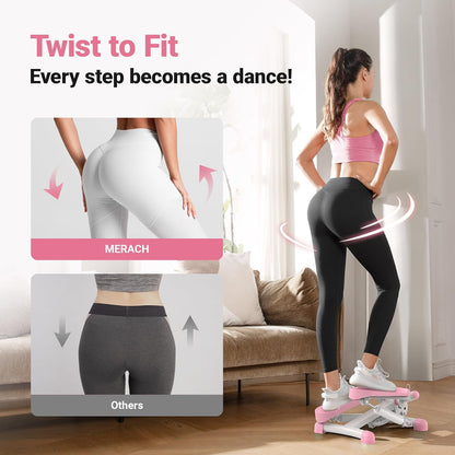 MERACH Mini Stepper Machine 150KG Capacity with Resistance Bands Stair Step Exercise Equipment