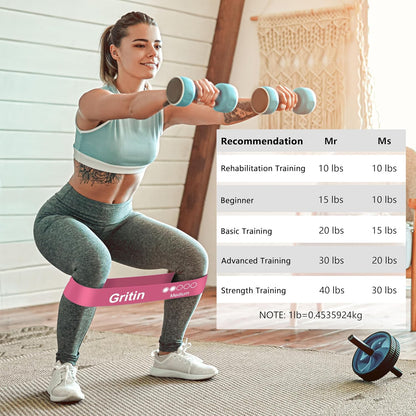 Gritin Resistance Bands Set of 5 Loop Bands with Carrying Case Fitness Exercise Training