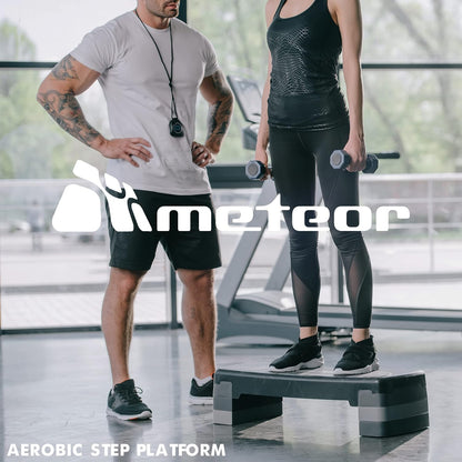 METEOR Aerobic Step Platform 3-Level Adjustable Stepper 200kg Capacity Non-Slip Surface Cardio Training