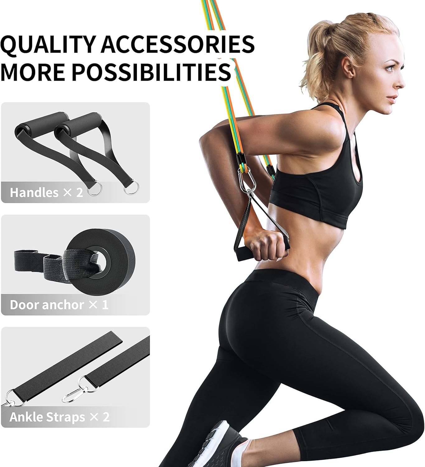 PROIRON Resistance Bands Set 14 Pieces with Handles, Door Anchor, Ankle Straps and Carrying Bag