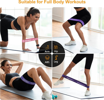 Gritin Resistance Bands Set of 5 Loop Bands with Carrying Case Fitness Exercise Training