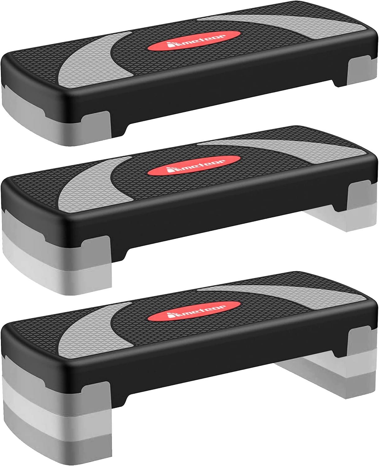 METEOR Aerobic Step Platform – 3-Level Adjustable Stepper (10cm-15cm-20cm) for Home & Gym Cardio Workouts & Fitness Training, Non-Slip Surface, 200kg Capacity