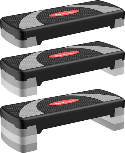 METEOR Aerobic Step Platform – 3-Level Adjustable Stepper (10cm-15cm-20cm) for Home & Gym Cardio Workouts & Fitness Training, Non-Slip Surface, 200kg Capacity